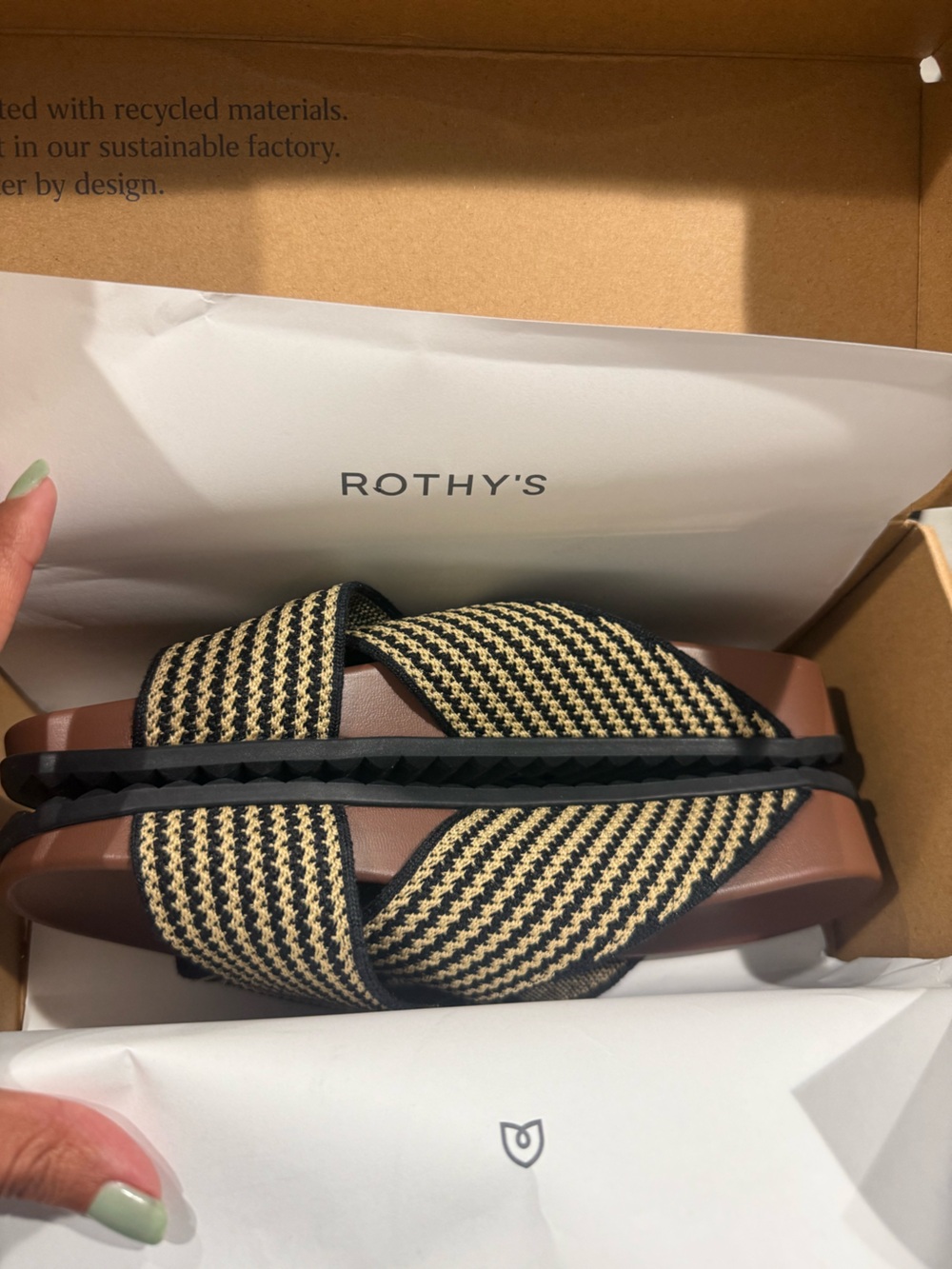 Rothy’s the Weekend Slide in Toffee Stripe size 6.5 New in Box! - Picture 2 of 5
